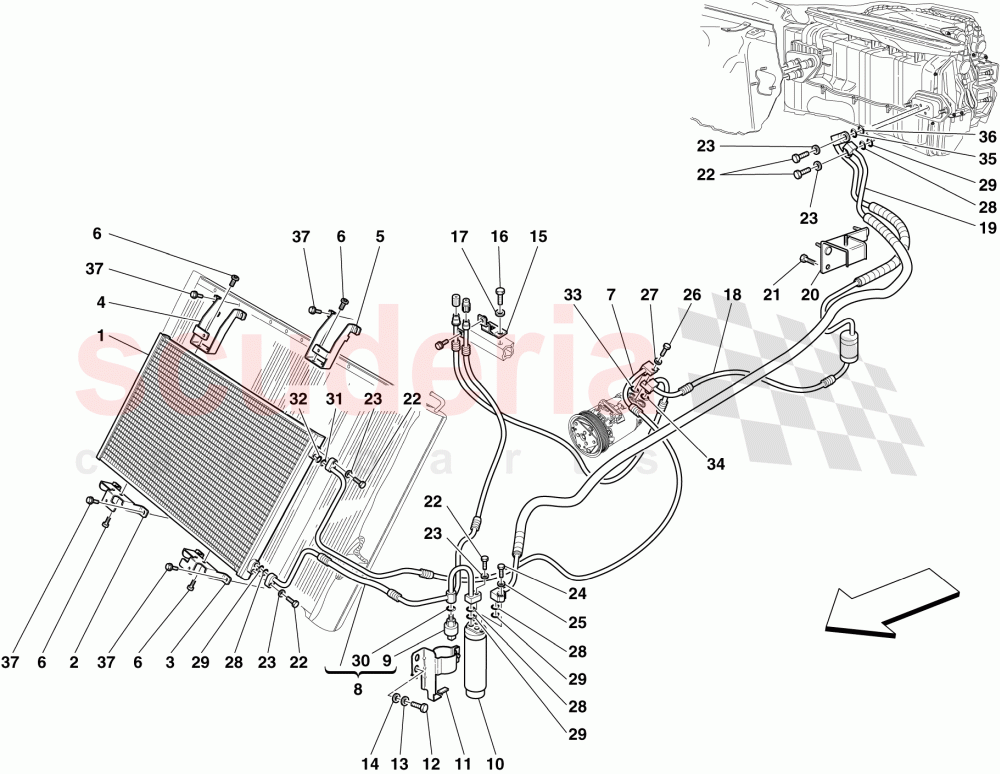 AC SYSTEM - FREON PIPES of Ferrari Ferrari 599 GTO