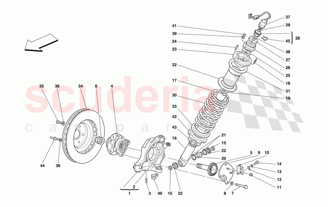 FRONT SUSPENSION - SHOCK ABSORBER AND BRAKE DISC of Ferrari Ferrari 456 M GT/GTA