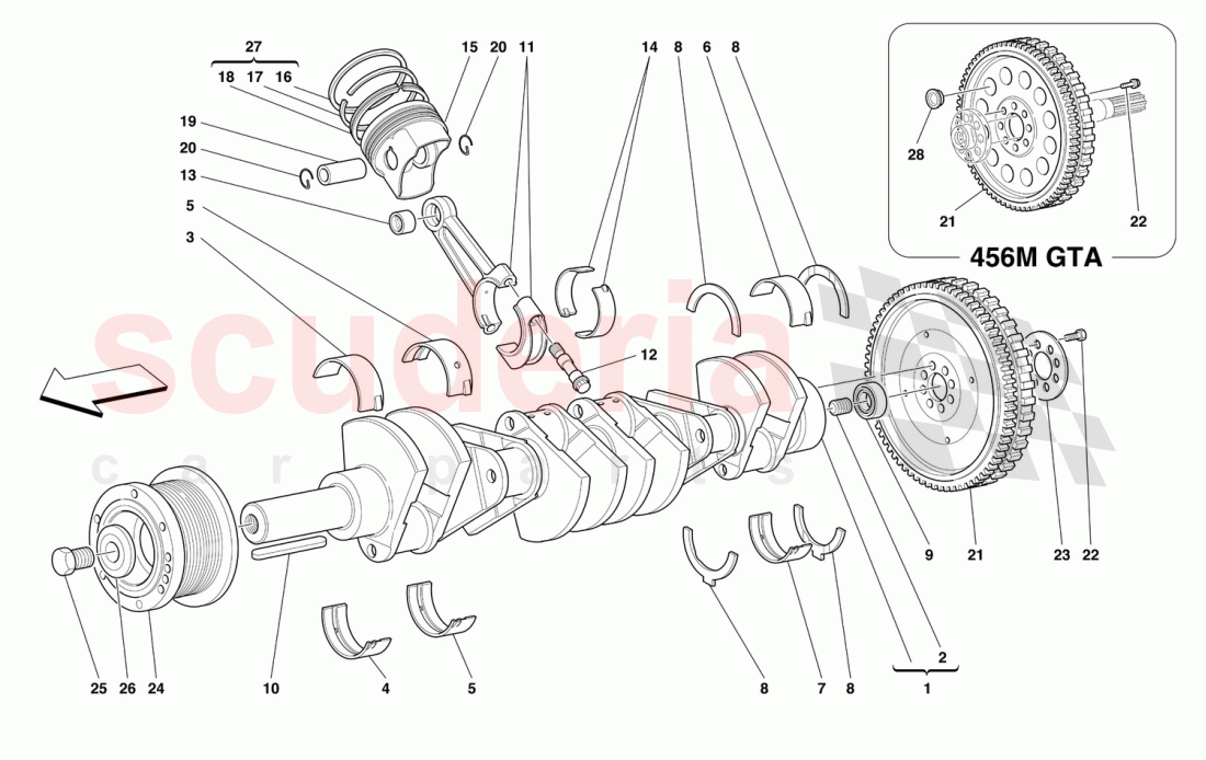 DRIVING SHAFT - CONNECTING RODS AND PISTONS of Ferrari Ferrari 456 M GT/GTA