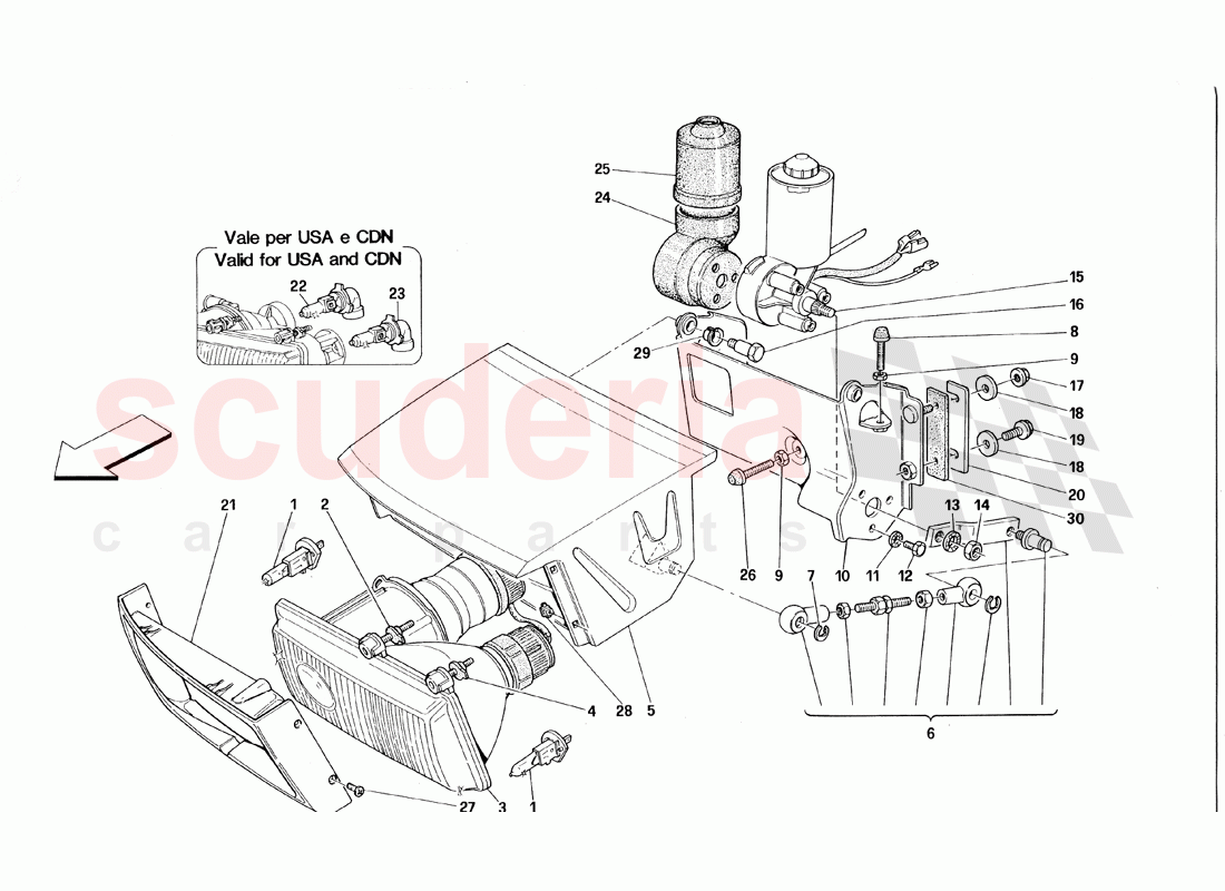 Lights Lifting Device and HeadLights of Ferrari Ferrari 348 TB (1993)