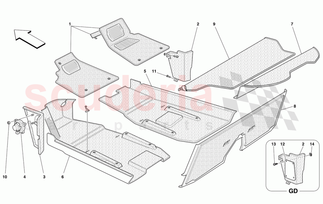 PASSENGERS COMPARTMENT UPHOLSTERY AND CARPETS of Ferrari Ferrari 550 Maranello (2011-2012)