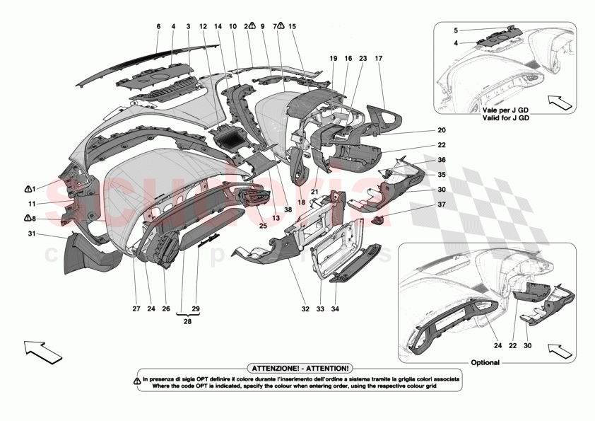 DASHBOARD - TRIM -Applicable for RHD- of Ferrari Ferrari 12Cilindri Spider