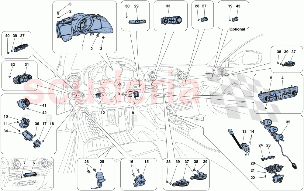 DASHBOARD AND TUNNEL INSTRUMENTS of Ferrari Ferrari 812 Superfast/GTS