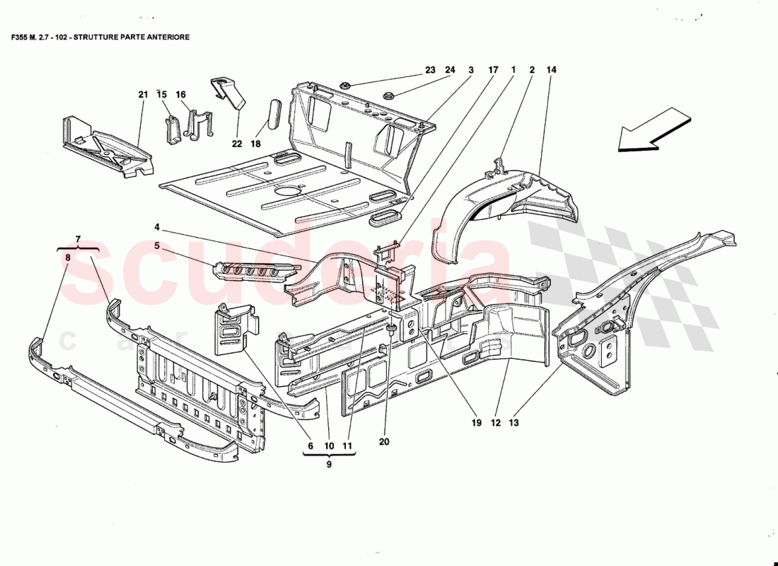 FRONT PART STRUCTURES of Ferrari Ferrari 355 (2.7 Motronic)