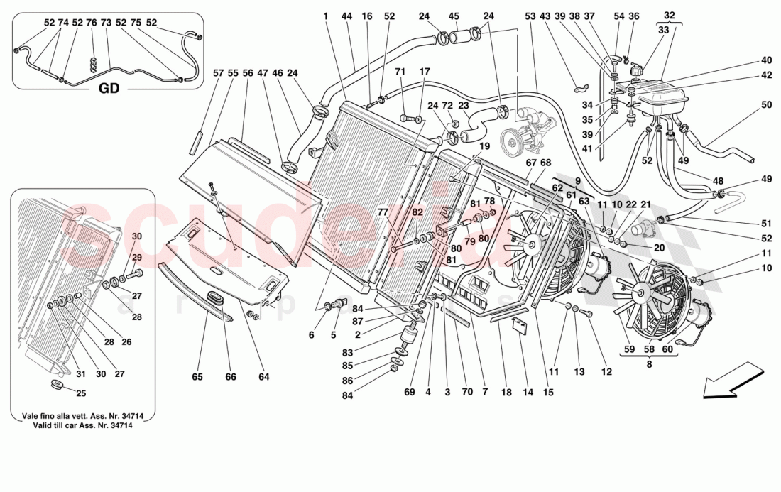 COOLING SYSTEM - RADIATOR AND NOURICE of Ferrari Ferrari 456 M GT/GTA