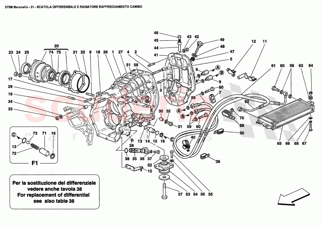 DIFFERENTIAL CARRIER AND CLUTCH COOLING RADIATOR of Ferrari Ferrari 575M Maranello