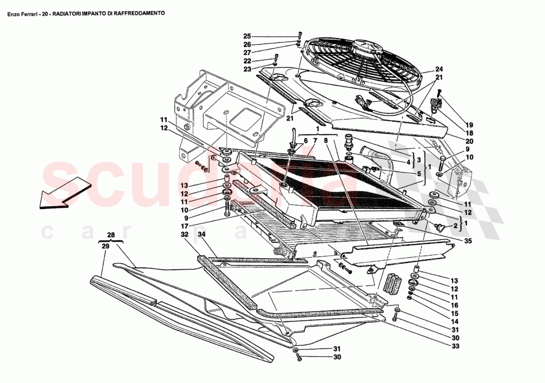 COOLING SYSTEM RADIATORS of Ferrari Ferrari Enzo
