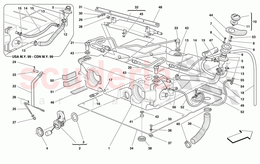 FUEL TANK -Valid for USA M.Y. 99, CDN M.Y. 99, USA M.Y. 2000, CDN M.Y. 2000, USA M.Y. 2001 and CDN M of Ferrari Ferrari 550 Maranello (2011-2012)