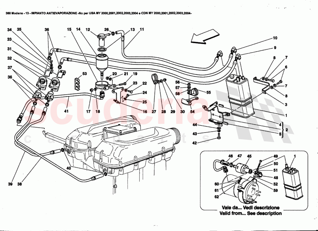 ANTIEVAPORATION DEVICE -Not far USA MY 2000, 2001, 2002, 2003, 2004 of Ferrari Ferrari 360 Modena
