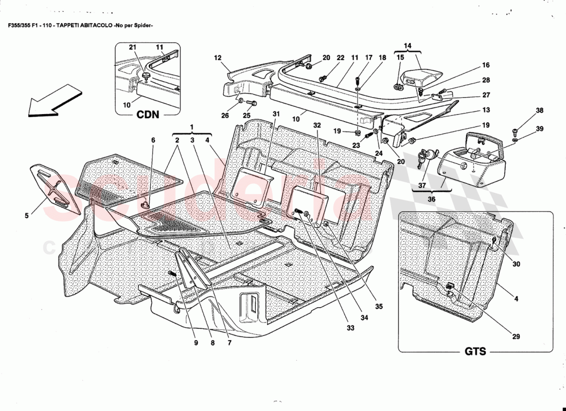PASSENGERS COMPARTMENT CARPETS -Not for Spider- of Ferrari Ferrari 355 (5.2 Motronic)