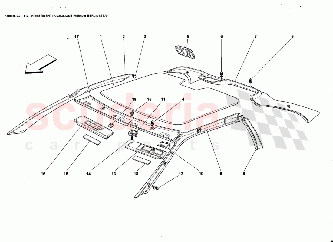ROOF TRIMS -Valid far BERLINETTA- of Ferrari Ferrari 355 (2.7 Motronic)
