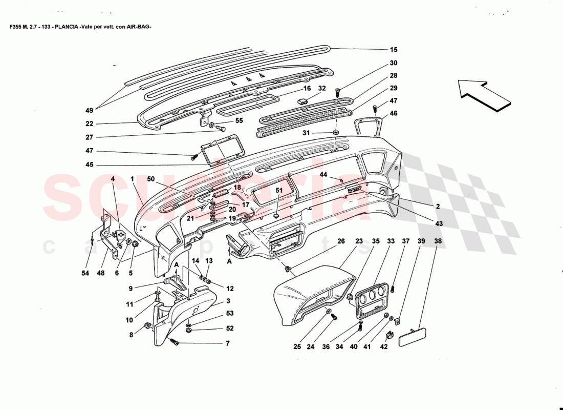 DASHBOARD -Valid far AIR-BAG cars- of Ferrari Ferrari 355 (2.7 Motronic)