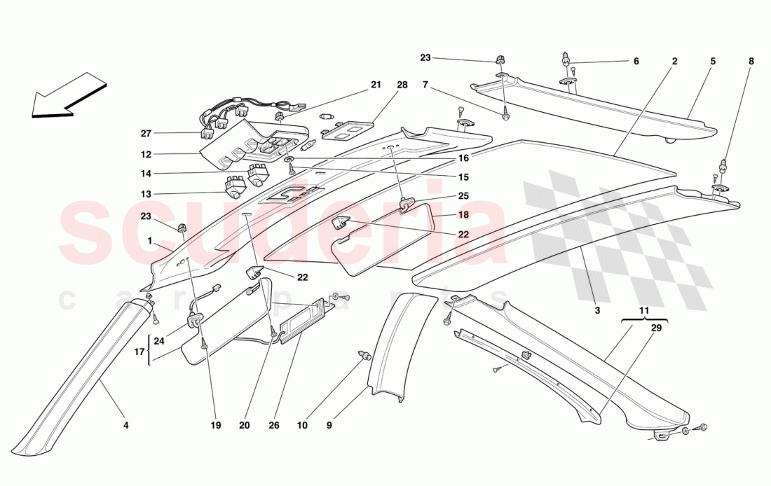 ROOF PANEL UPHOLSTERY AND ACCESSORIES of Ferrari Ferrari 550 Maranello (2011-2012)