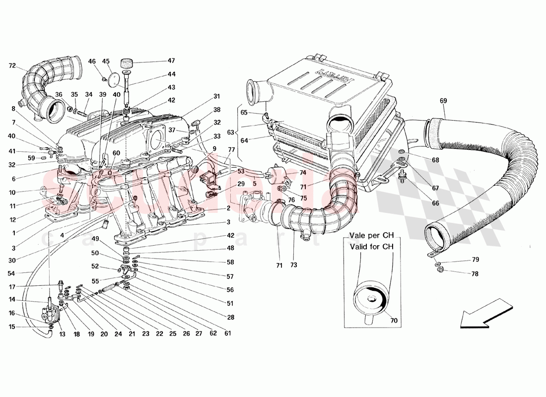 Manifolds and Air Intake - Motronic 2.5 of Ferrari Ferrari 348 TB (1993)