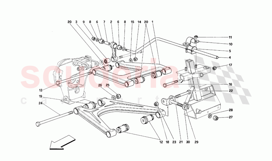 REAR SUSPENSION - WISHBONES of Ferrari Ferrari 348 (2.7 Motronic)