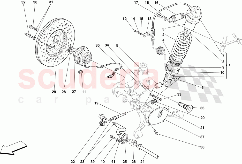 FRONT SUSPENSION - SHOCK ABSORBER AND BRAKE DISC of Ferrari Ferrari 430 Scuderia Spider 16M