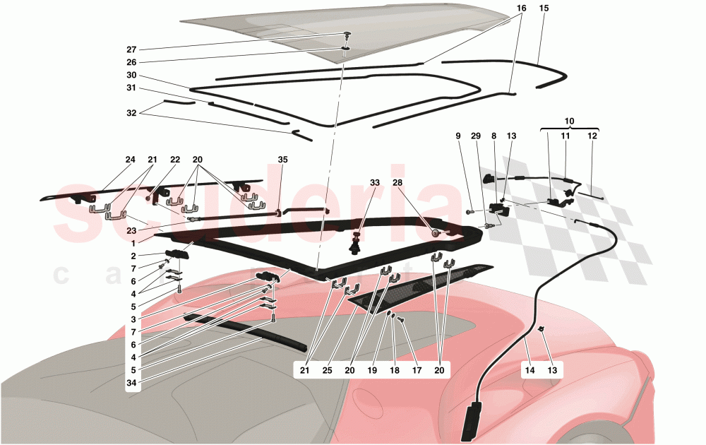 ENGINE COMPARTMENT LID AND RELEASE MECHANISM of Ferrari Ferrari LaFerrari