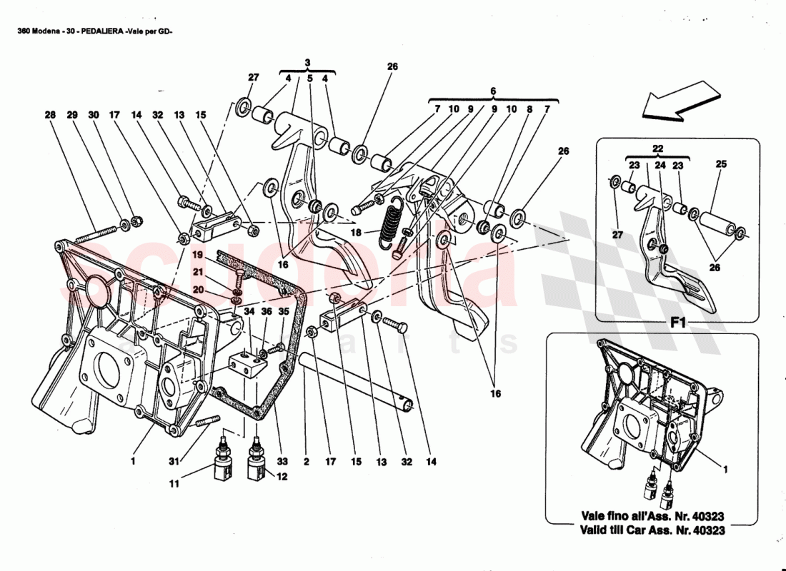 PEDALS -Valid far GD- of Ferrari Ferrari 360 Modena