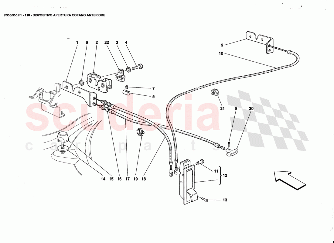OPENING DEVICE FOR FRONT HOOD of Ferrari Ferrari 355 (5.2 Motronic)