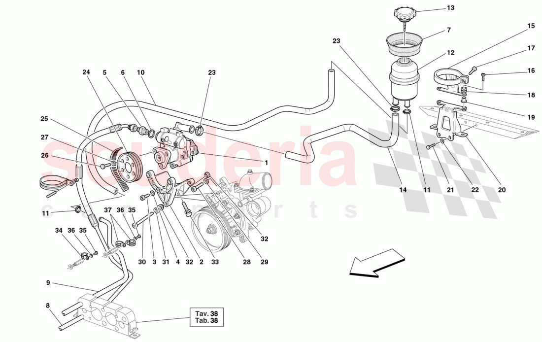HYDRAULIC STEERING PUMP AND TANK of Ferrari Ferrari 360 Spider