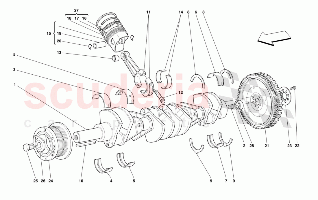DRIVING SHAFT - CONNECTING RODS AND PISTONS of Ferrari Ferrari 550 Maranello (2011-2012)