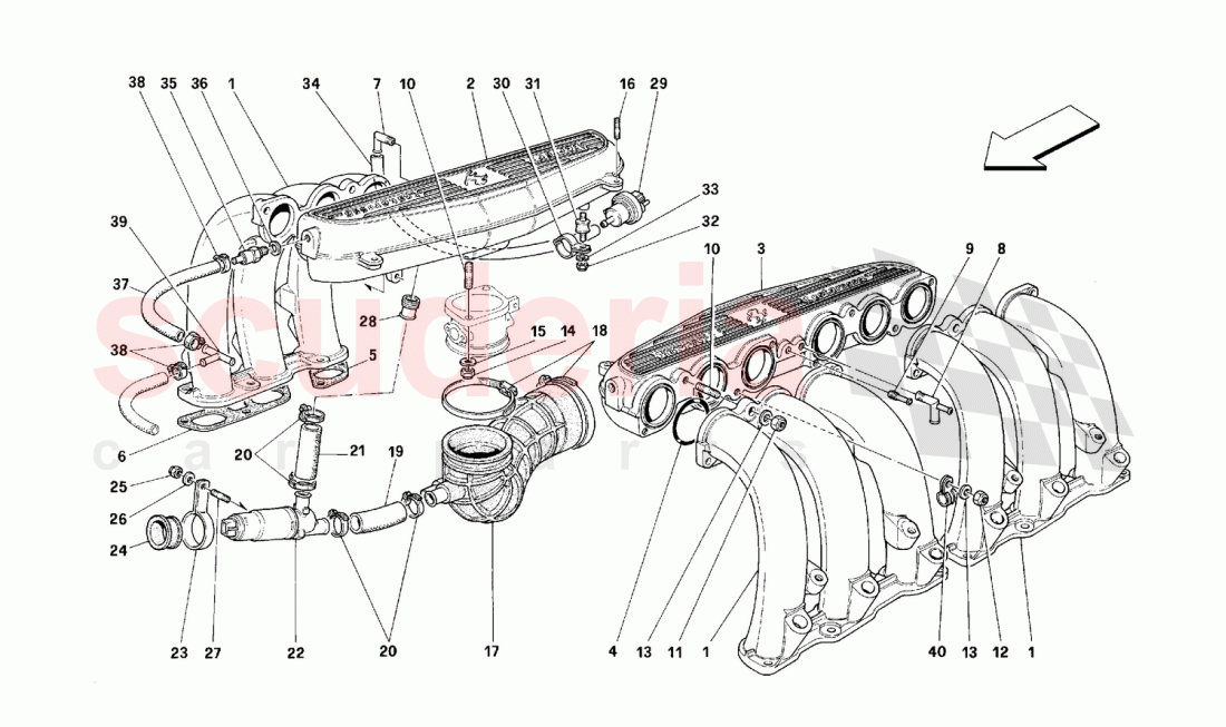 Air intake manifolds of Ferrari Ferrari 512 M