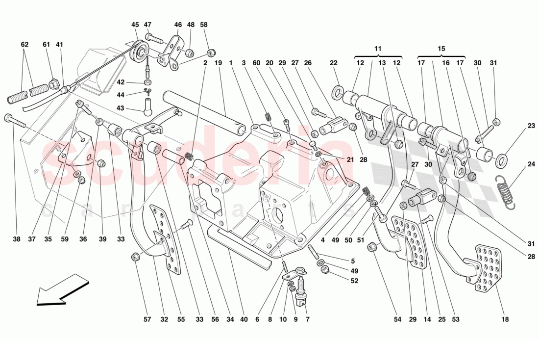 PEDALS AND ACCELERATOR CONTROL of Ferrari Ferrari 550 Barchetta