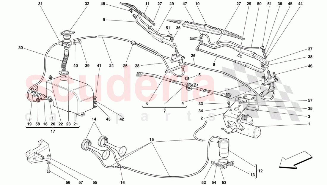 WINDSHIELD WIPER, WASHER AND HORNS of Ferrari Ferrari 456 GT/GTA