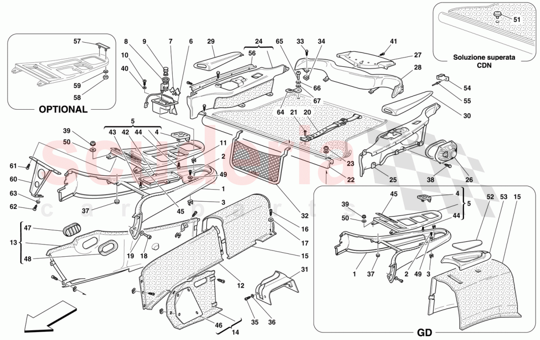 TUNNEL - INNER TRIMS of Ferrari Ferrari 550 Maranello (2011-2012)