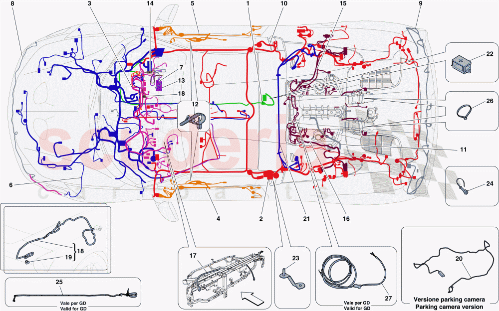 MAIN WIRING HARNESSES of Ferrari Ferrari 458 Speciale Aperta