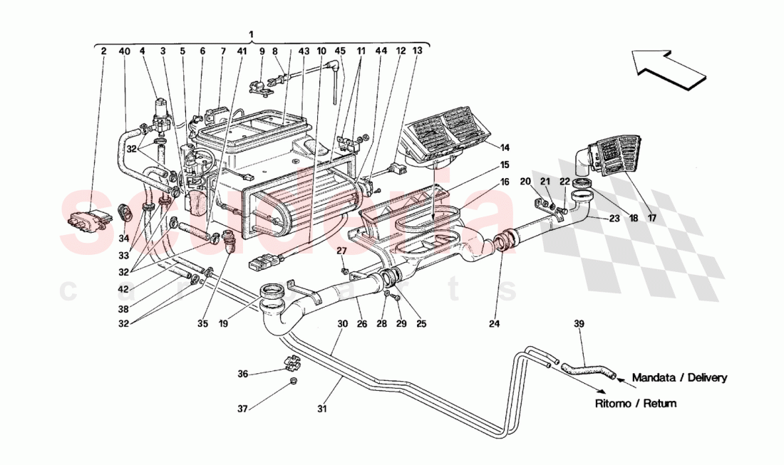 EVAPORATOR UNIT AND PASSENGERS COMPARTMENT AERATING of Ferrari Ferrari 348 (2.7 Motronic)