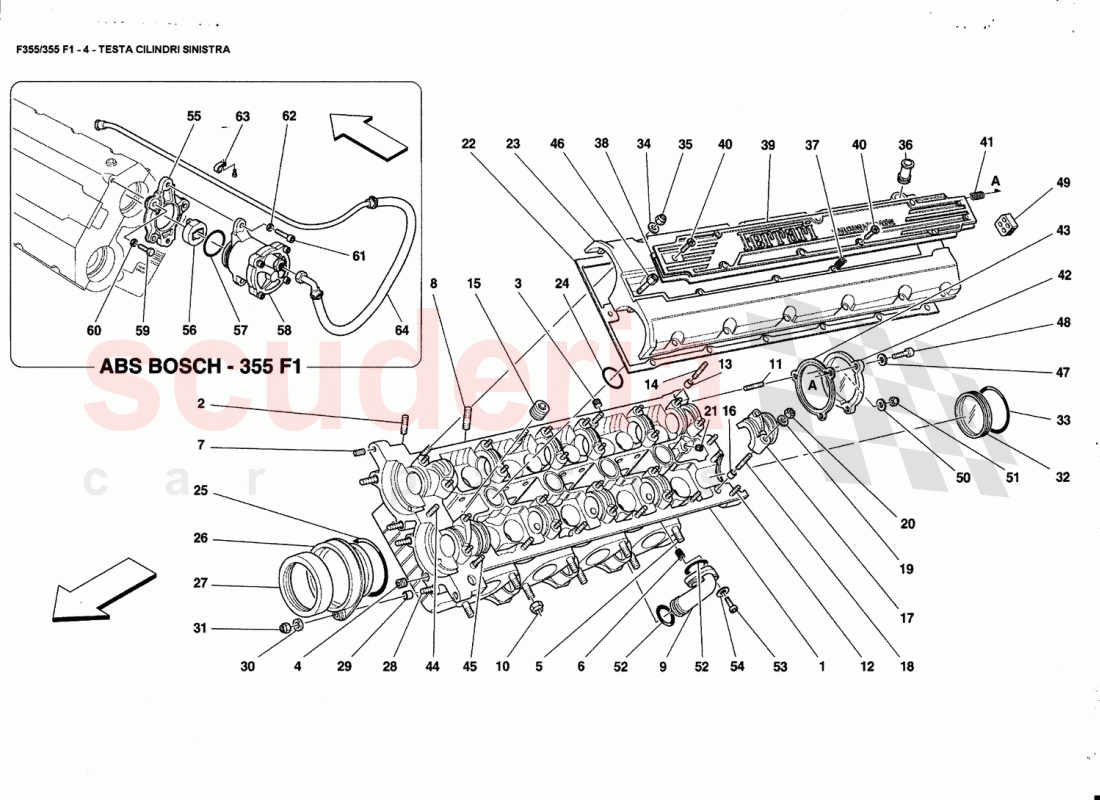L.H. CYLINDER HEAD of Ferrari Ferrari 355 (5.2 Motronic)