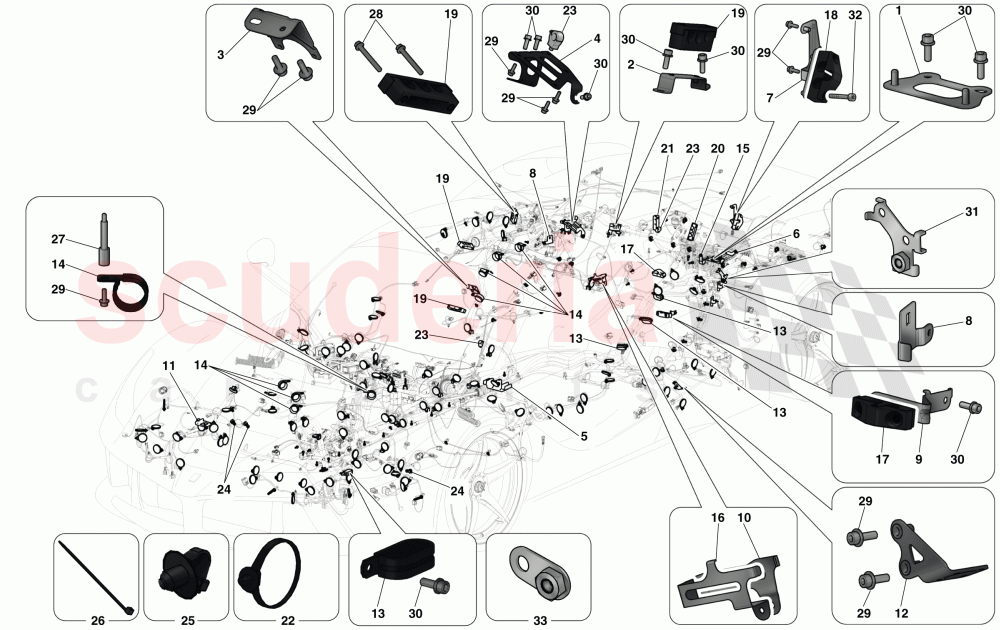 VARIOUS FASTENINGS FOR THE ELECTRICAL SYSTEM of Ferrari Ferrari LaFerrari