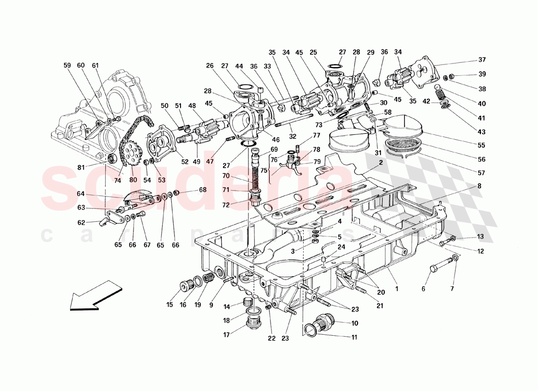 Lubrication - Pumps and Oil Sumps of Ferrari Ferrari 348 TB (1993)