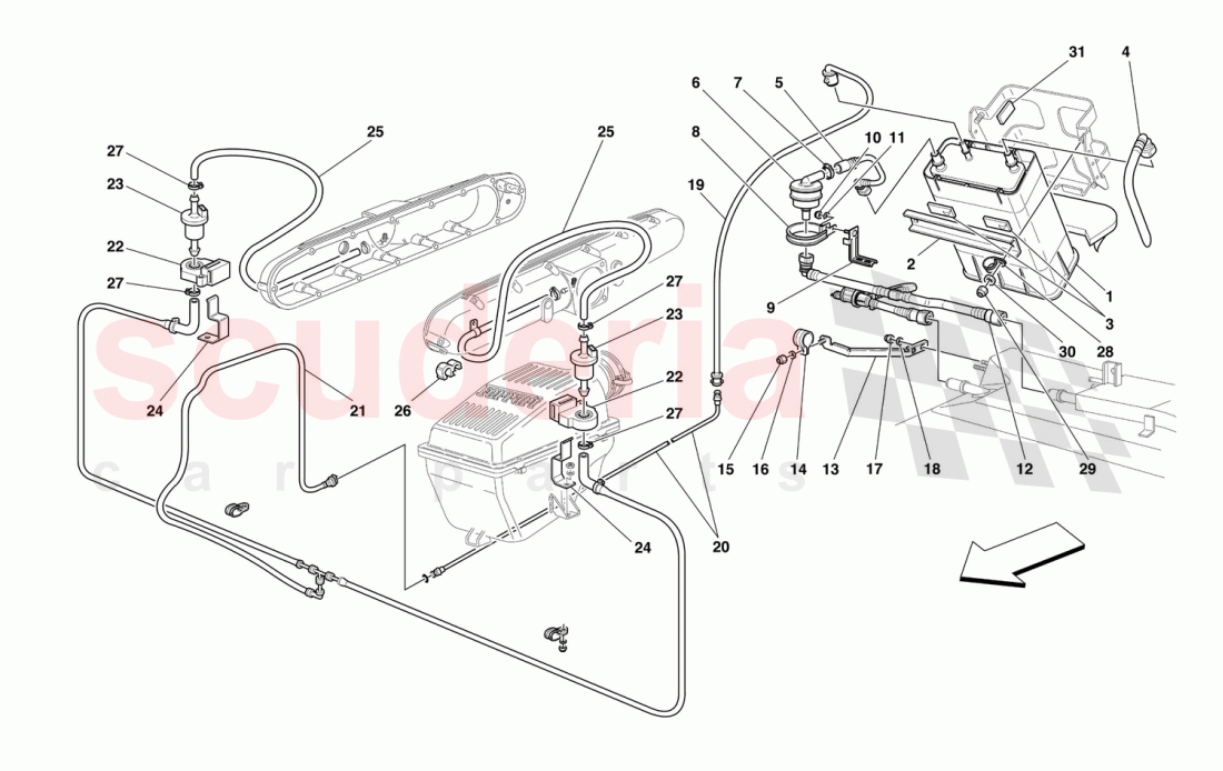 ANTIEVAPORATION DEVICE -Valid for USA M.Y. 2000, CDN M.Y. 2000, USA M.Y. 2001 and CDN M.Y. 2001- of Ferrari Ferrari 550 Maranello (2011-2012)
