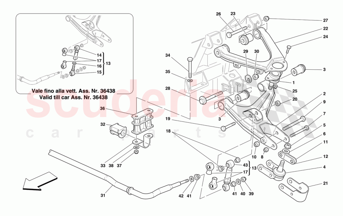 FRONT SUSPENSION - WISHBONES AND STABILIZER BAR of Ferrari Ferrari 550 Maranello (2011-2012)