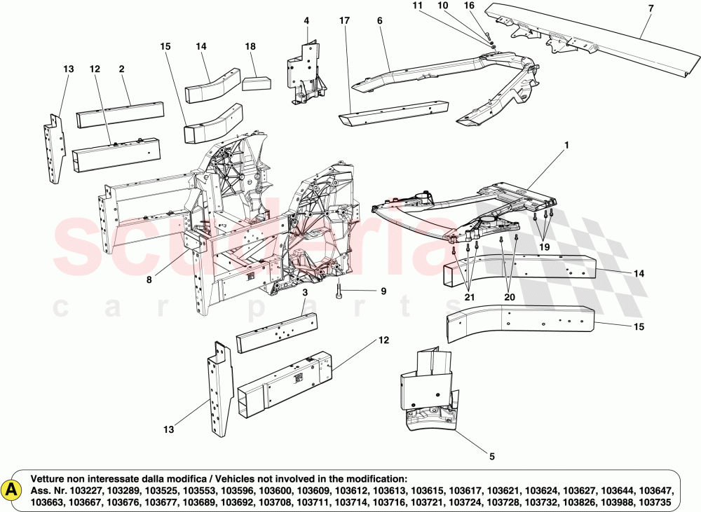 FRONT STRUCTURES AND CHASSIS BOX SECTIONS -Applicable from Ass.ly No. 103179  - of Ferrari Ferrari California (2012-2014)