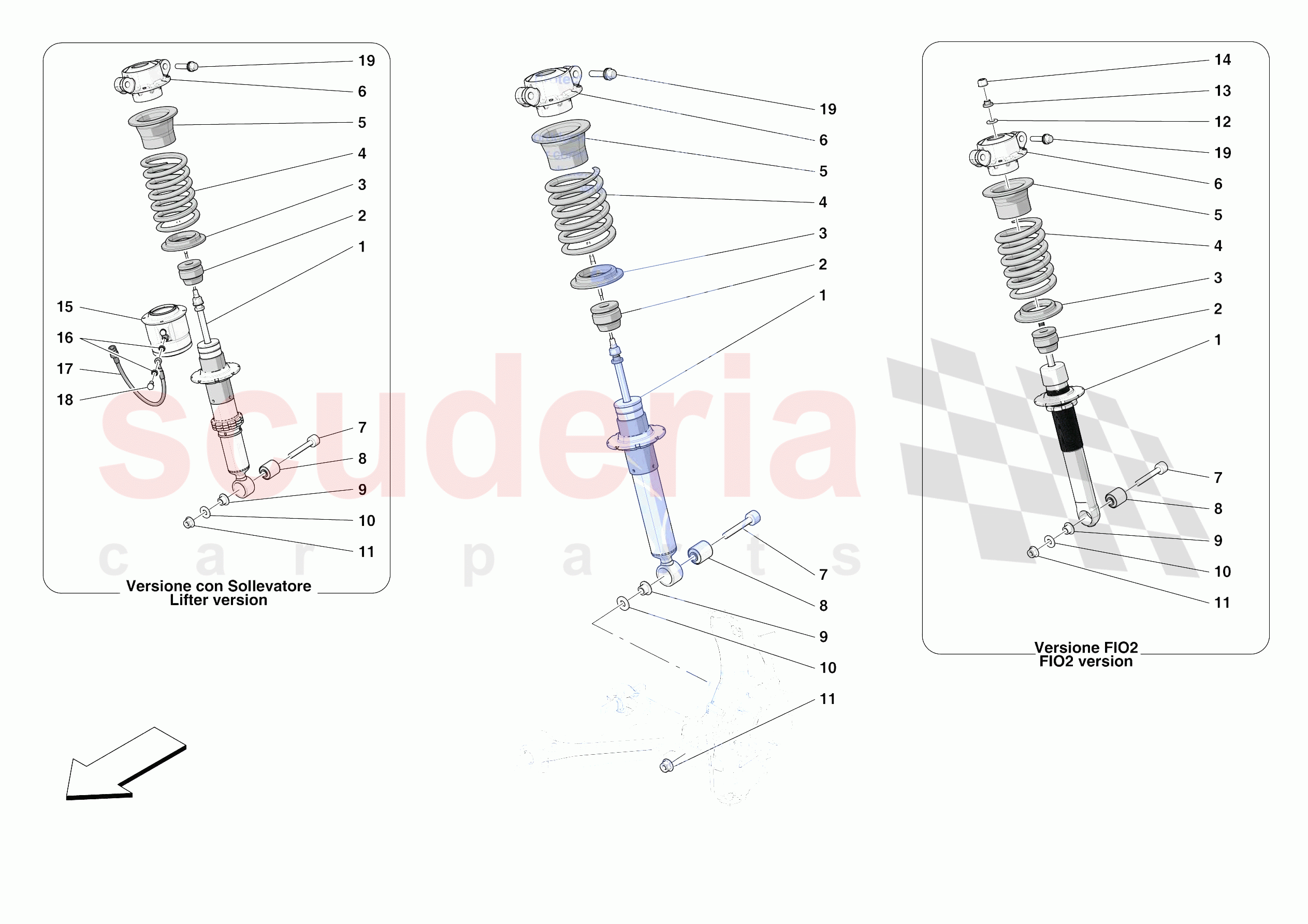 FRONT SUSPENSION - SHOCK ABSORBERS of Ferrari Ferrari 296 GTB Europe
