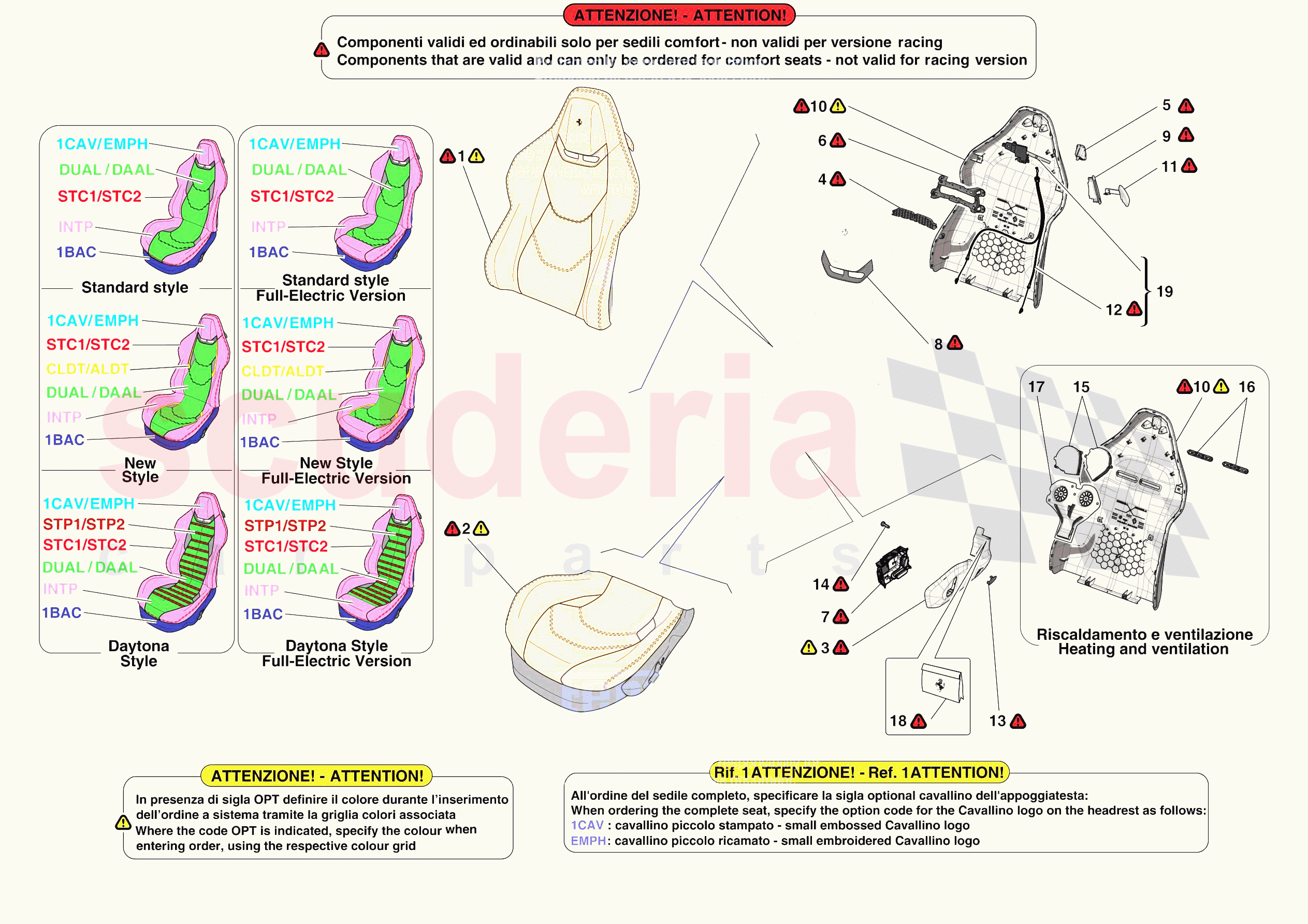 FRONT SEATS - SEAT TRIMS of Ferrari Ferrari 296 GTB Europe