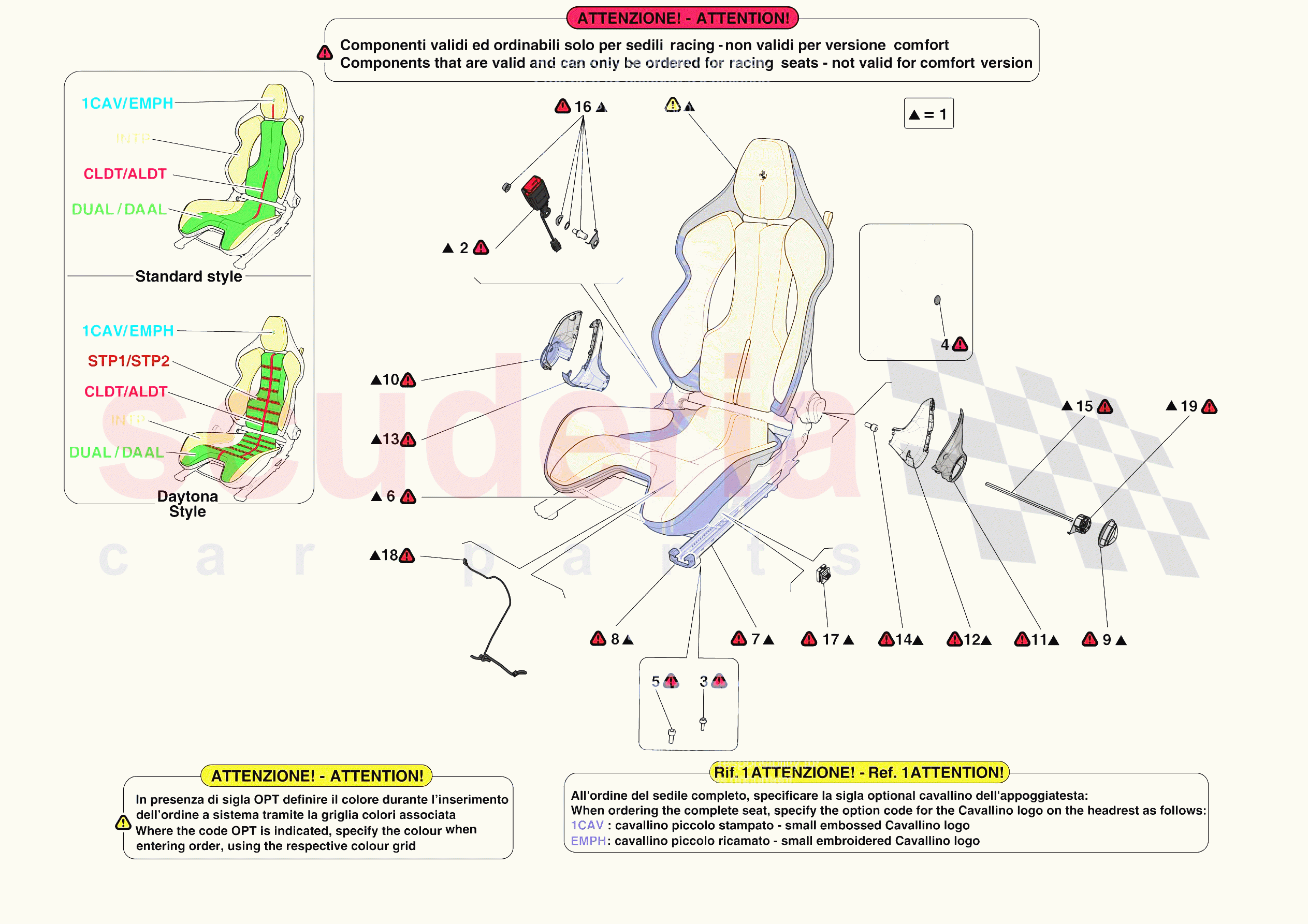 FRONT SEATS - RACING SEAT of Ferrari Ferrari 296 GTB Europe