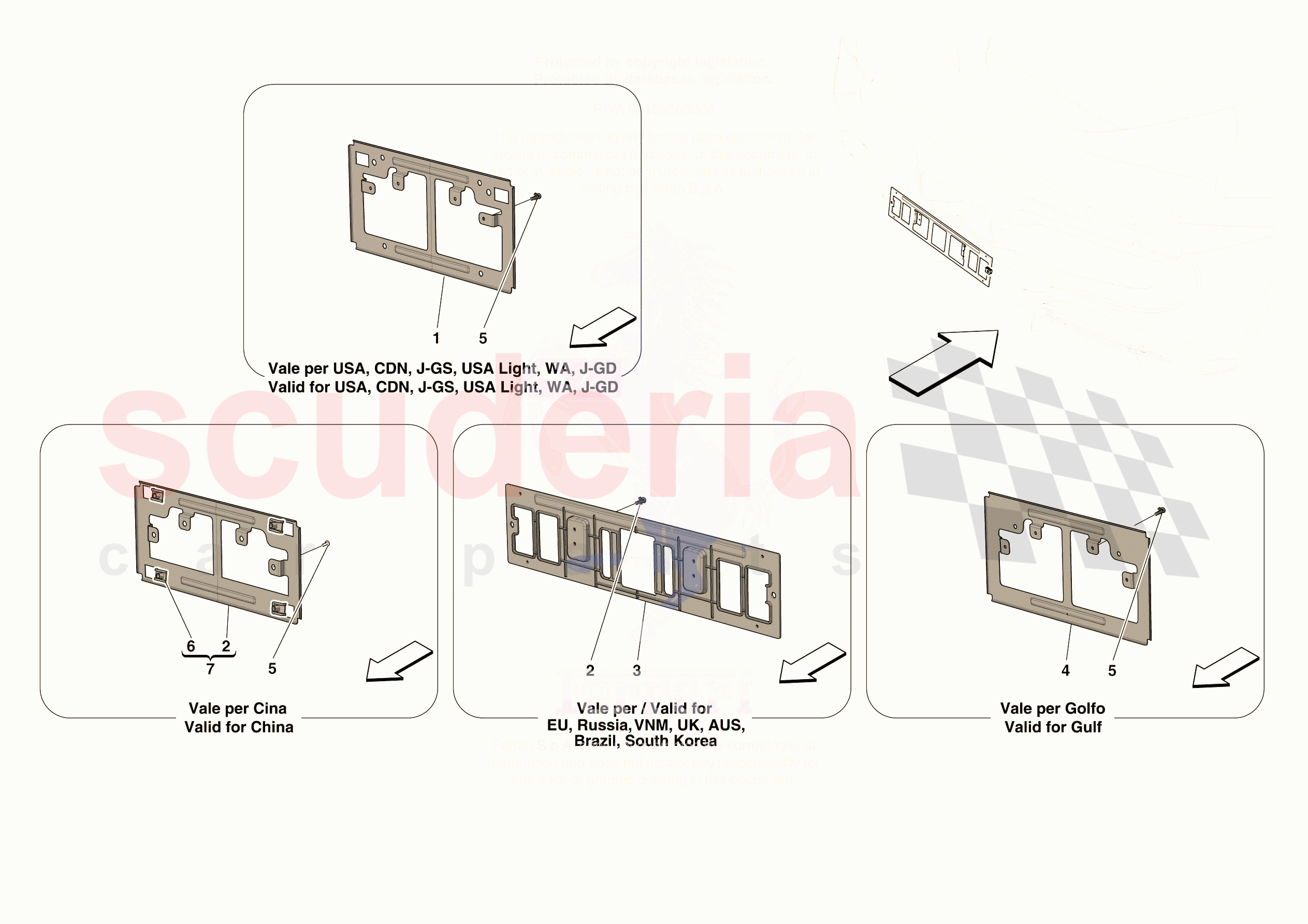 REAR LICENCE PLATE INSTALLATION of Ferrari Ferrari 296 GTB Europe RH