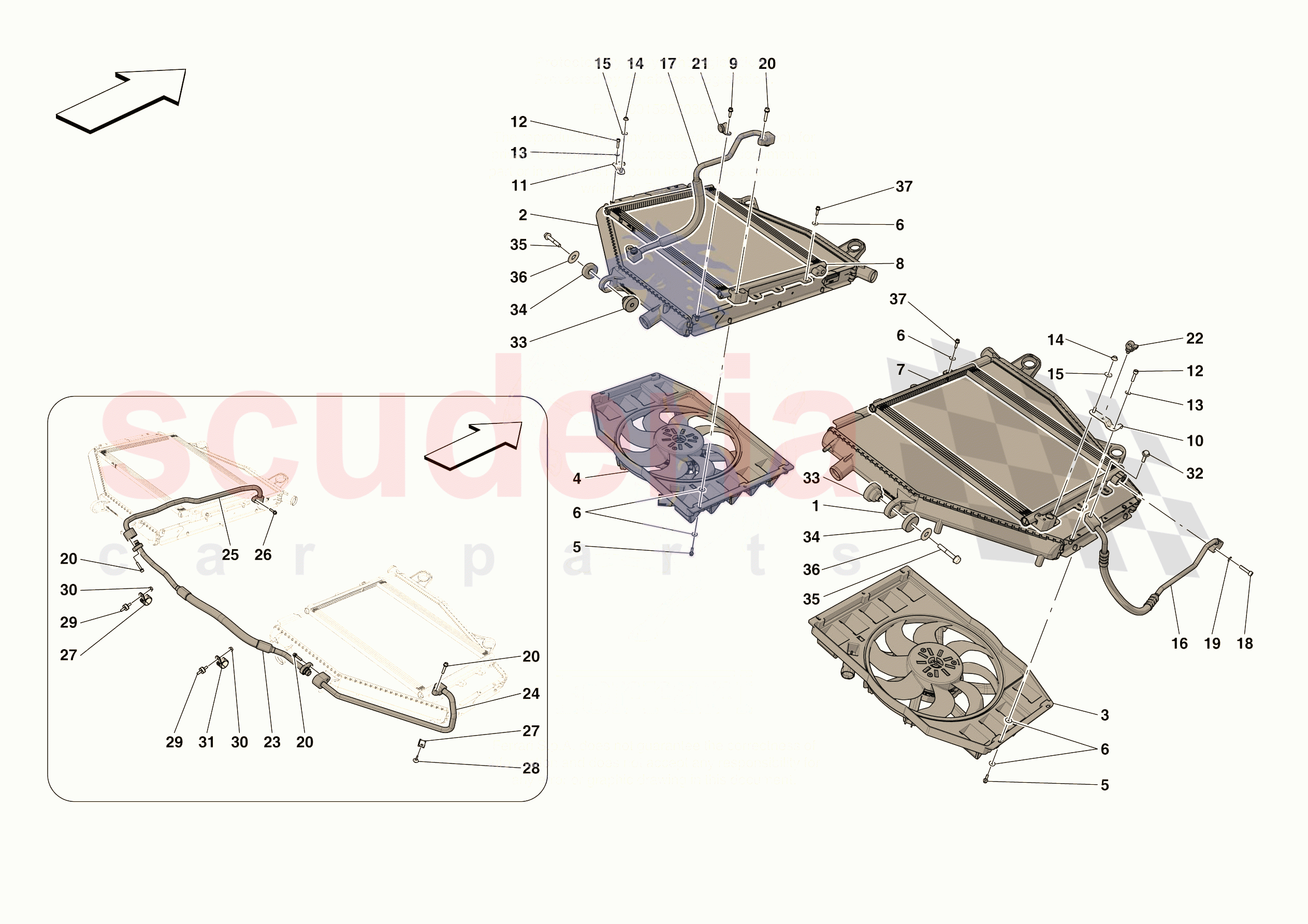 ENGINE COOLING SYSTEM RADIATORS of Ferrari Ferrari 296 GTB USA