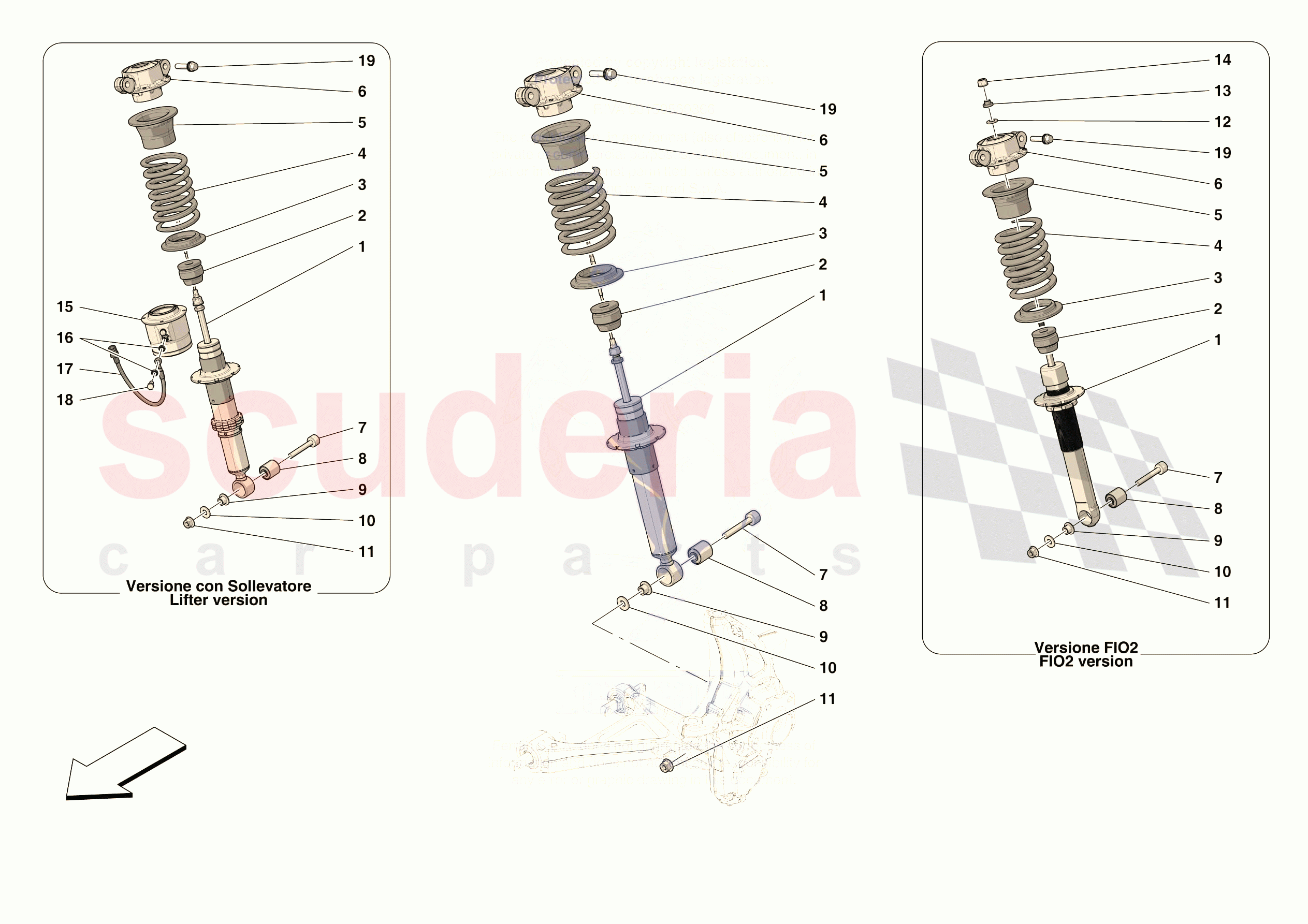 FRONT SUSPENSION - SHOCK ABSORBERS of Ferrari Ferrari 296 GTB USA