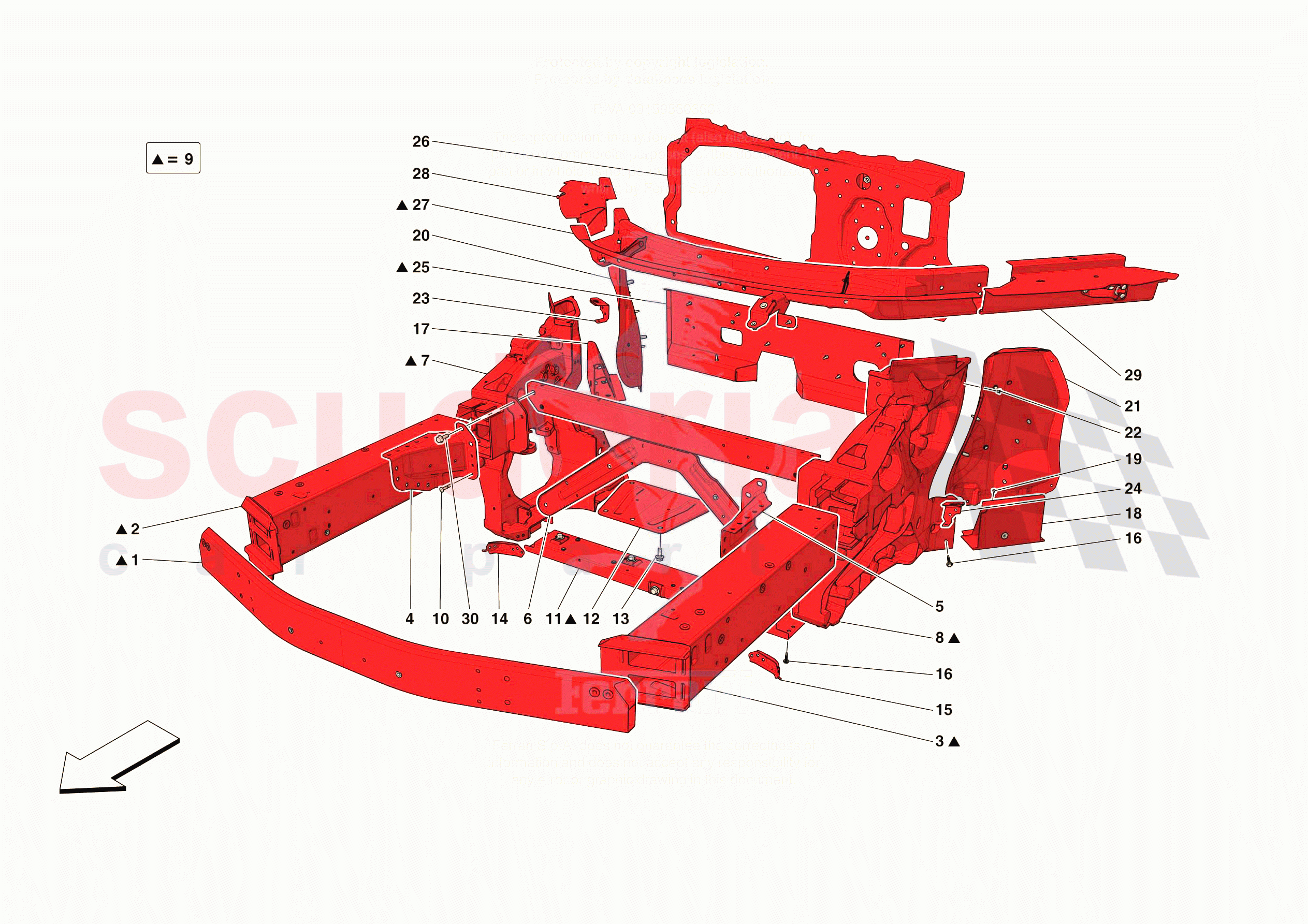 STRUCTURES AND ELEMENTS, FRONT OF VEHICLE of Ferrari Ferrari 296 GTB USA