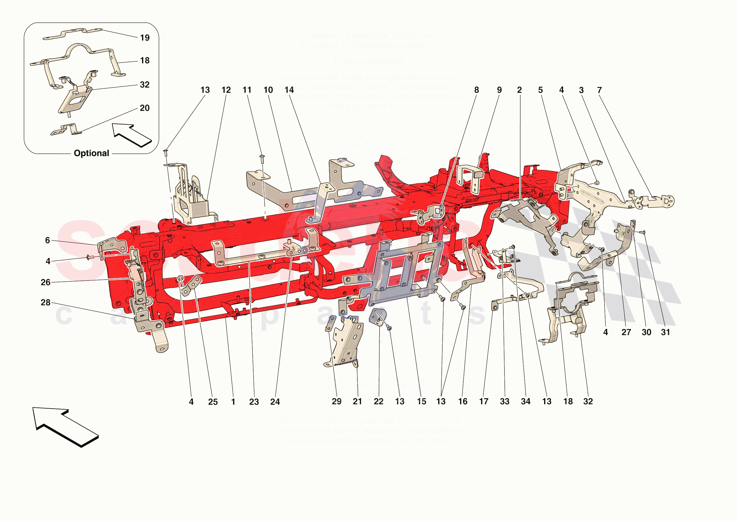 DASHBOARD - SUBSTRUCTURE -APPLICABLE FOR RHD- of Ferrari Ferrari 296 GTB USA