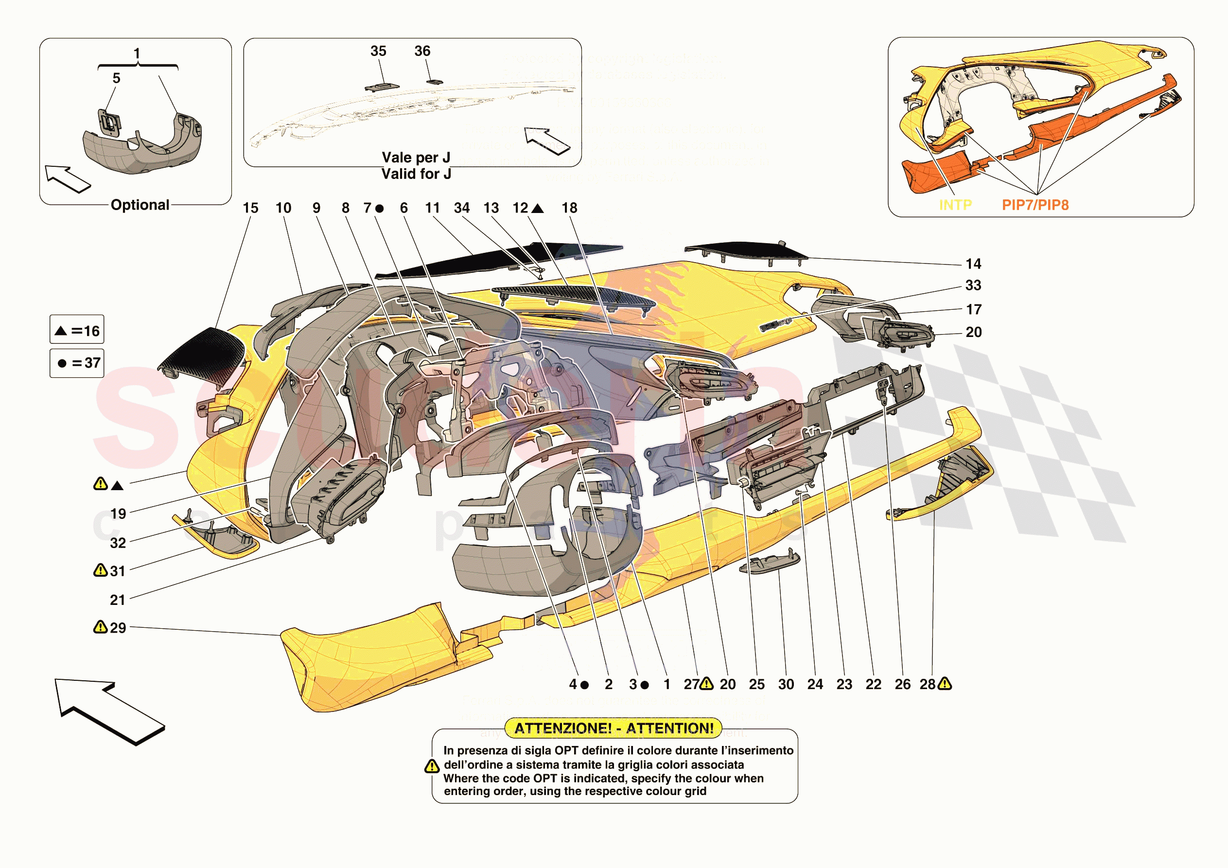 DASHBOARD - TRIM -NOT FOR RHD- of Ferrari Ferrari 296 GTB USA