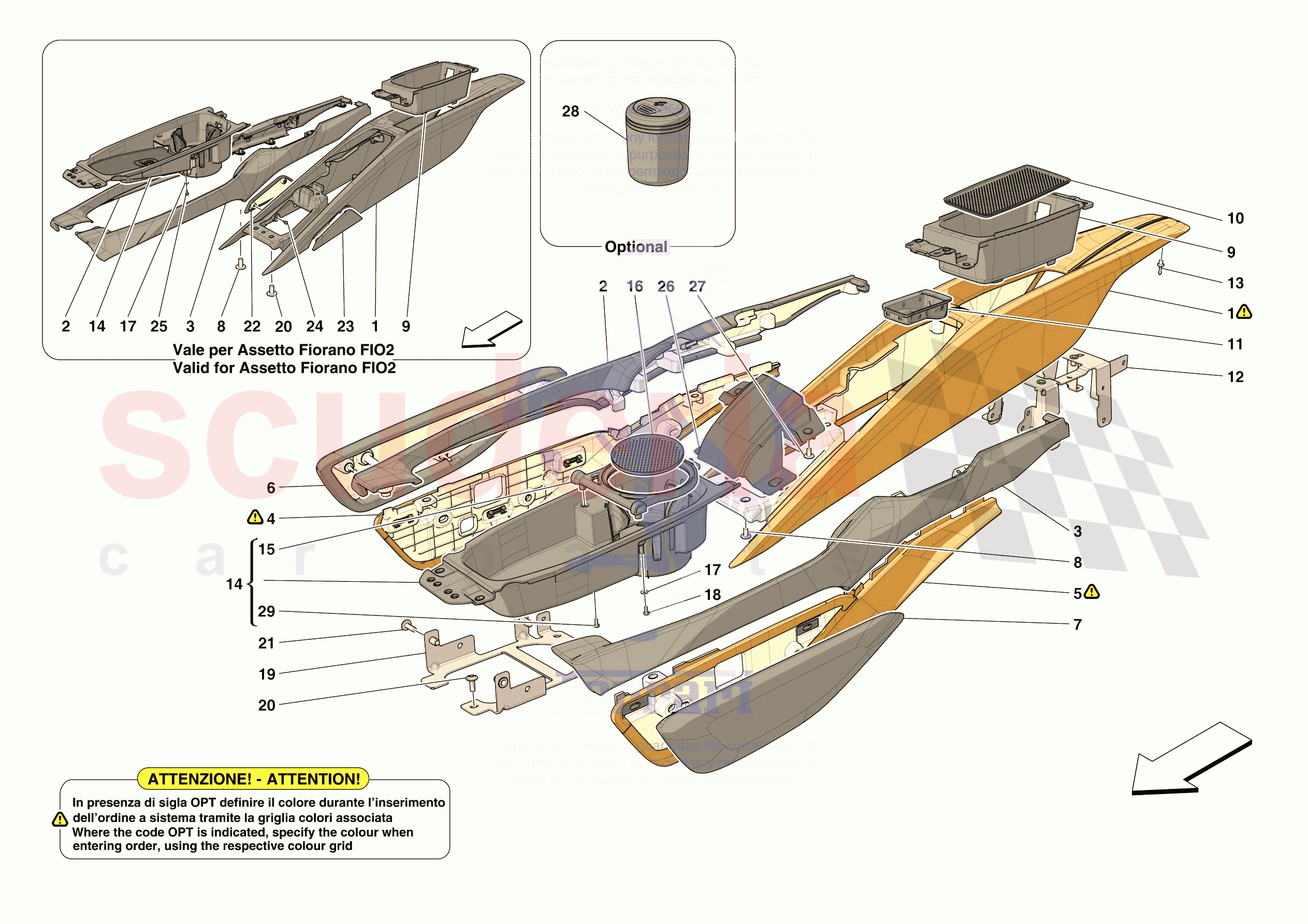 CENTRE TUNNEL AND CONSOLE of Ferrari Ferrari 296 GTB USA