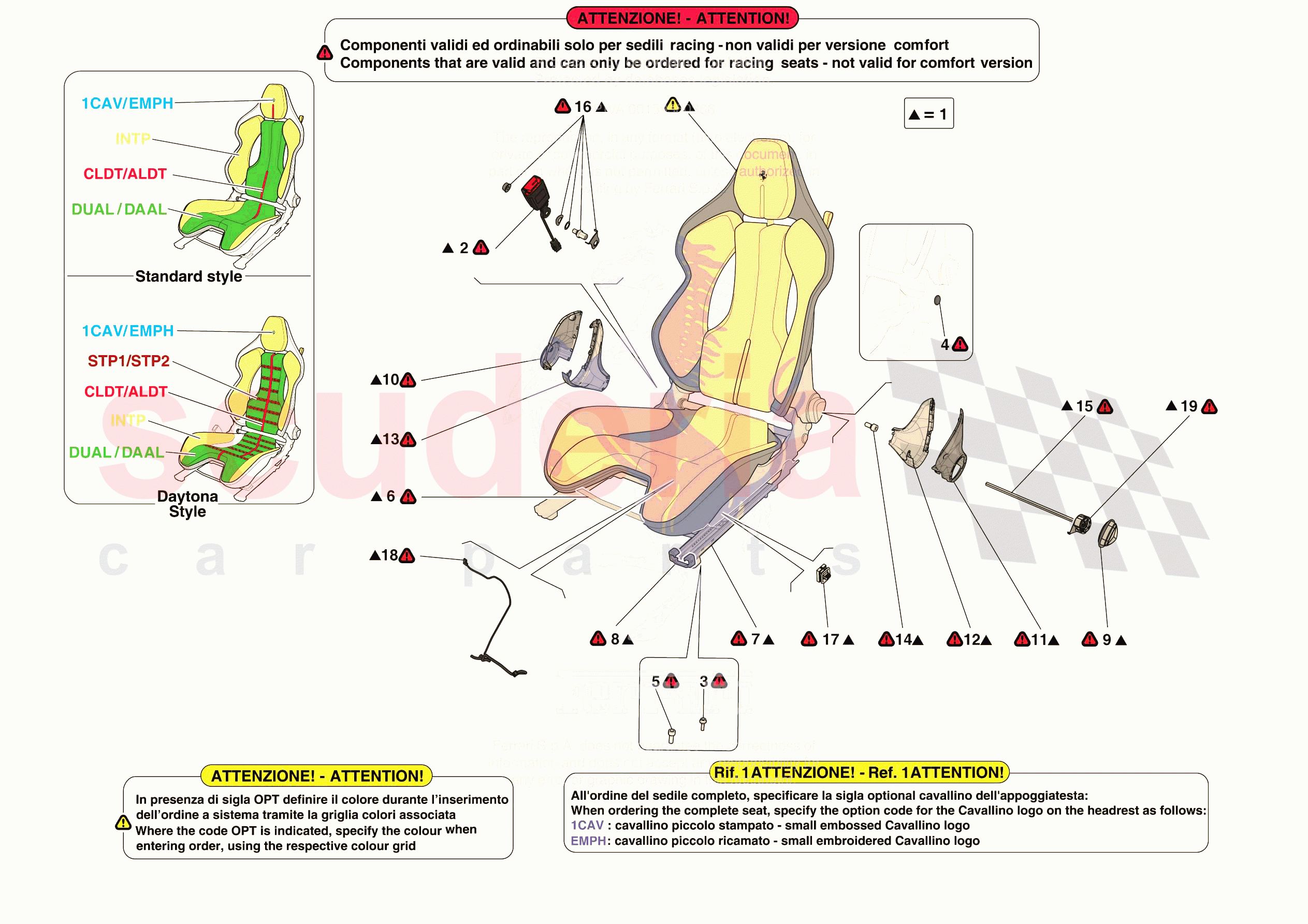 FRONT SEATS - RACING SEAT of Ferrari Ferrari 296 GTB USA