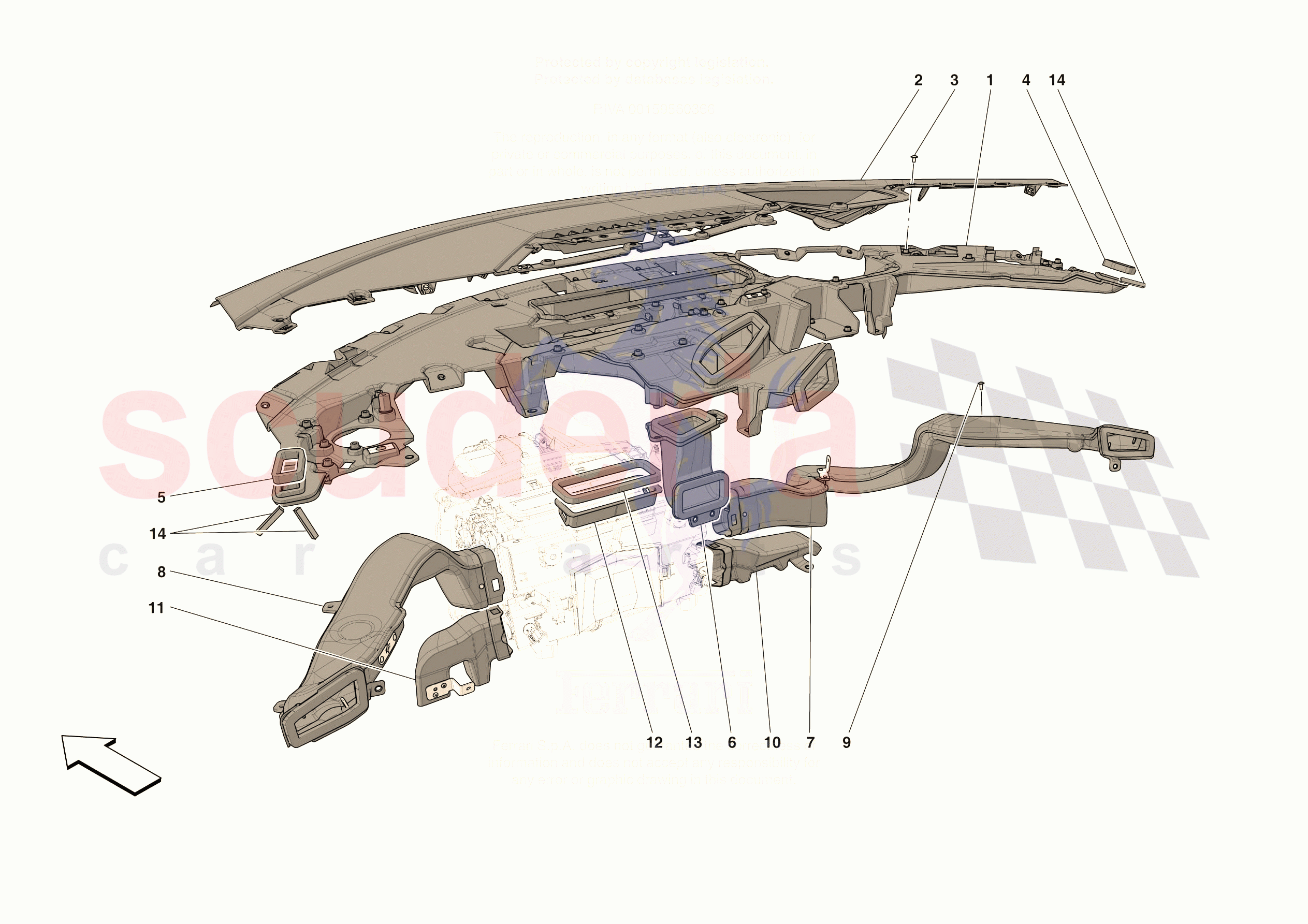 DASHBOARD - DUCTS -APPLICABLE FOR RHD- of Ferrari Ferrari 296 GTS USA