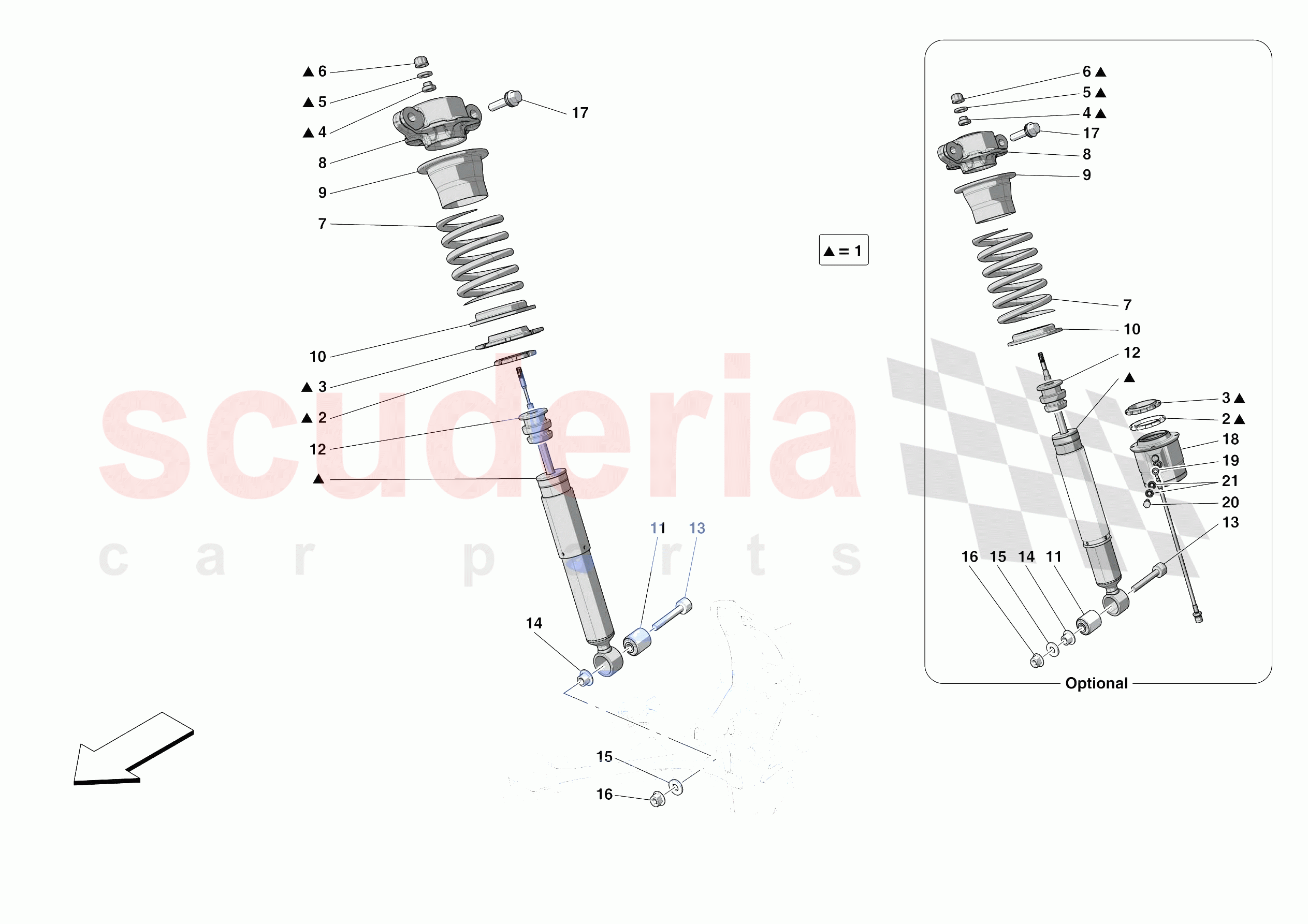 FRONT SUSPENSION - SHOCK ABSORBERS of Ferrari Ferrari 488 Pista Europe